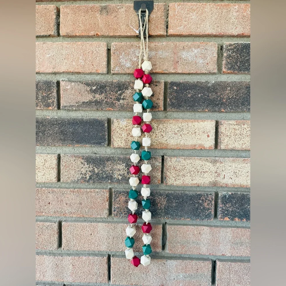 *Holiday Geometric Wood Beaded Garland 40”